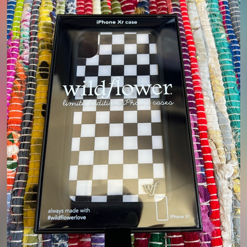 Wildflower iPhone XR - Checkers Case Checkered Black and White Phone Case
